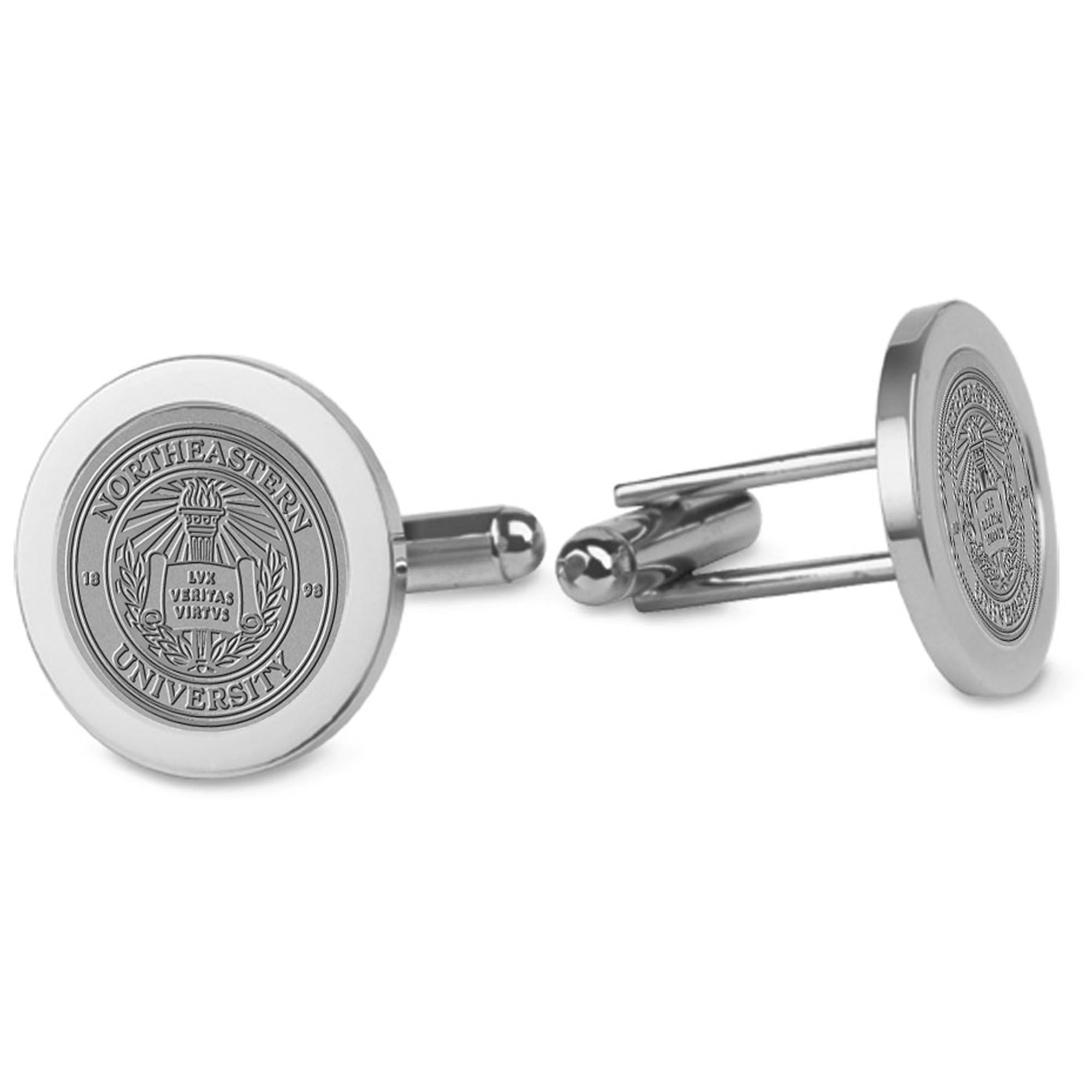 Silver Northeastern Huskies Logo Cufflinks