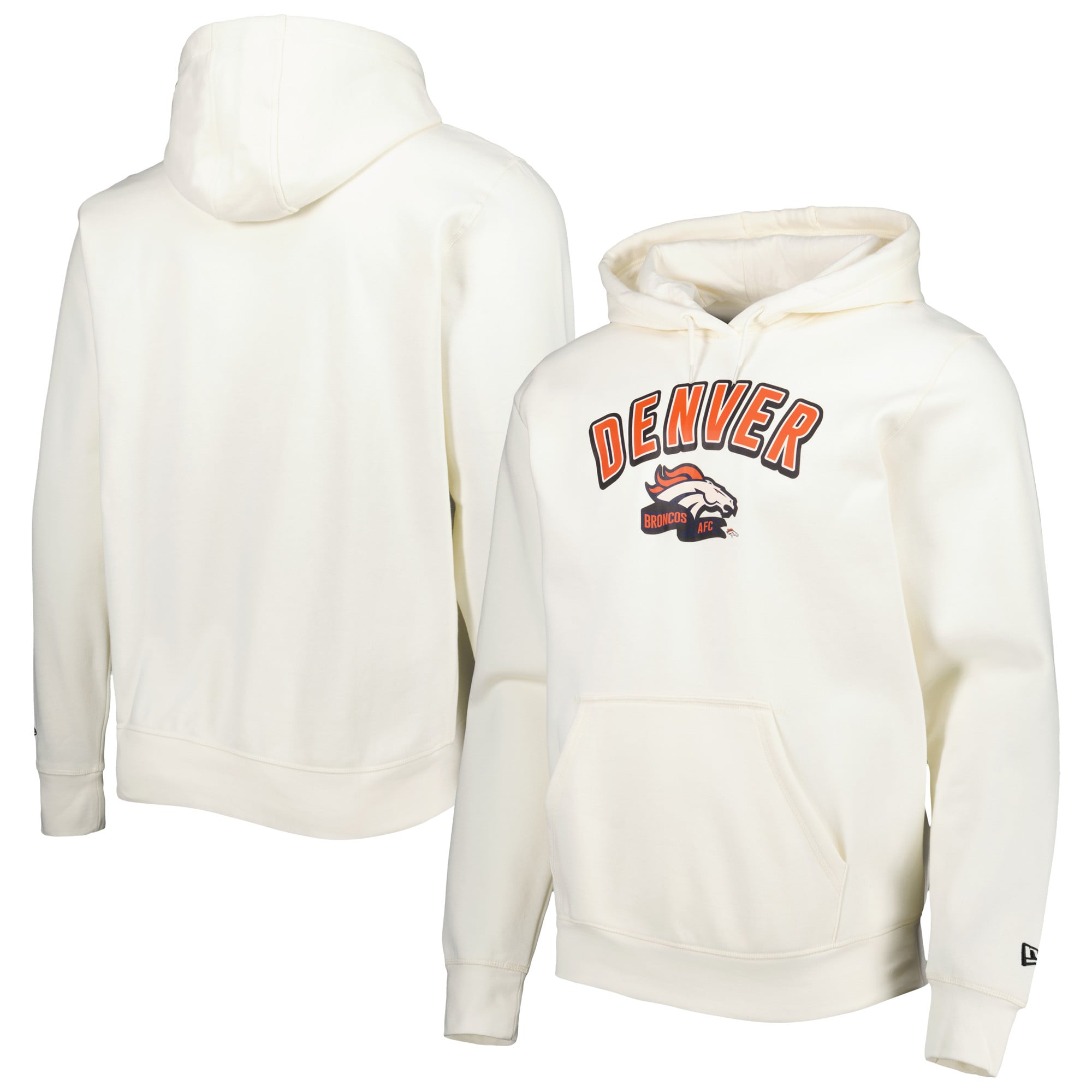 Men’s New Era Cream Denver Broncos Sideline Chrome Pullover Hoodie Men’s New Era Cream Denver Broncos Sideline Chrome Pullover Hoodie