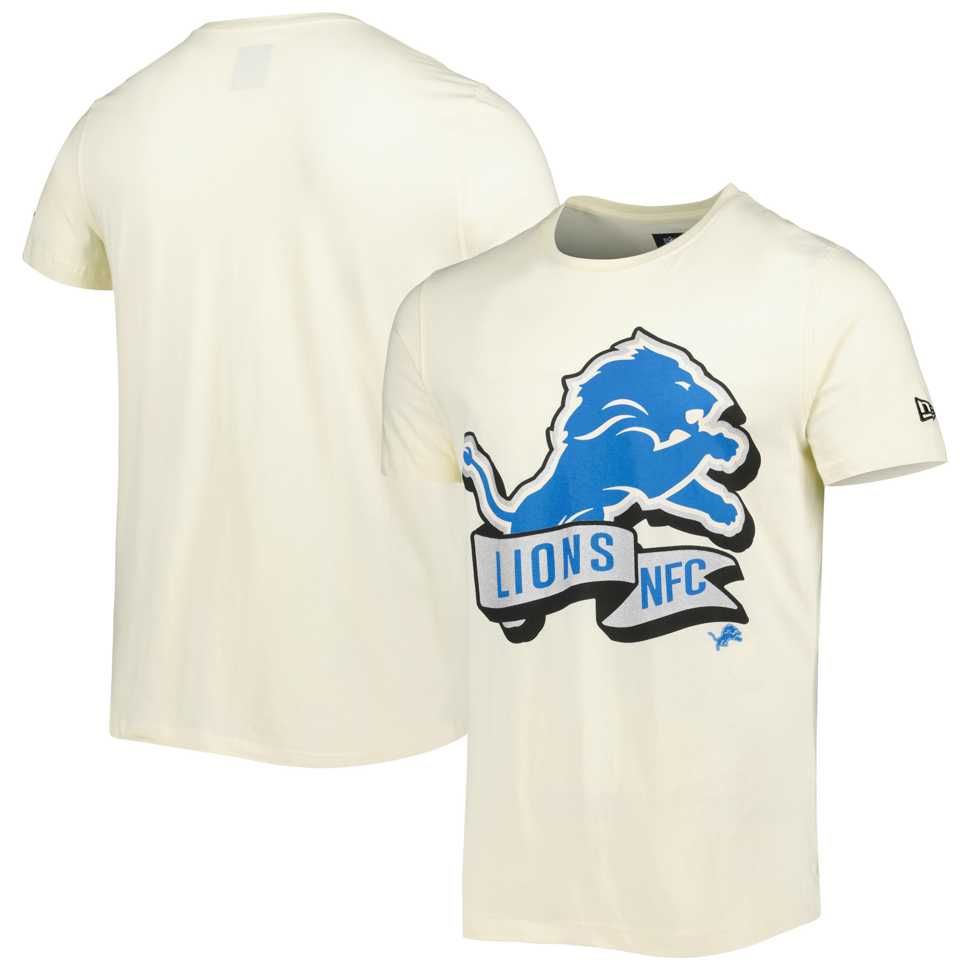 Men's New Era Cream Detroit Lions Sideline Chrome T-Shirt