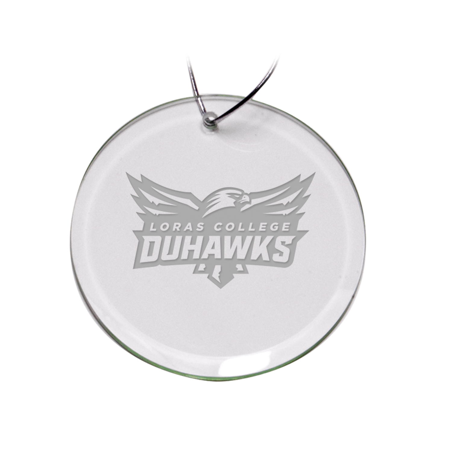 Loras College Duhawks 3'' Logo Round Glass Ornament