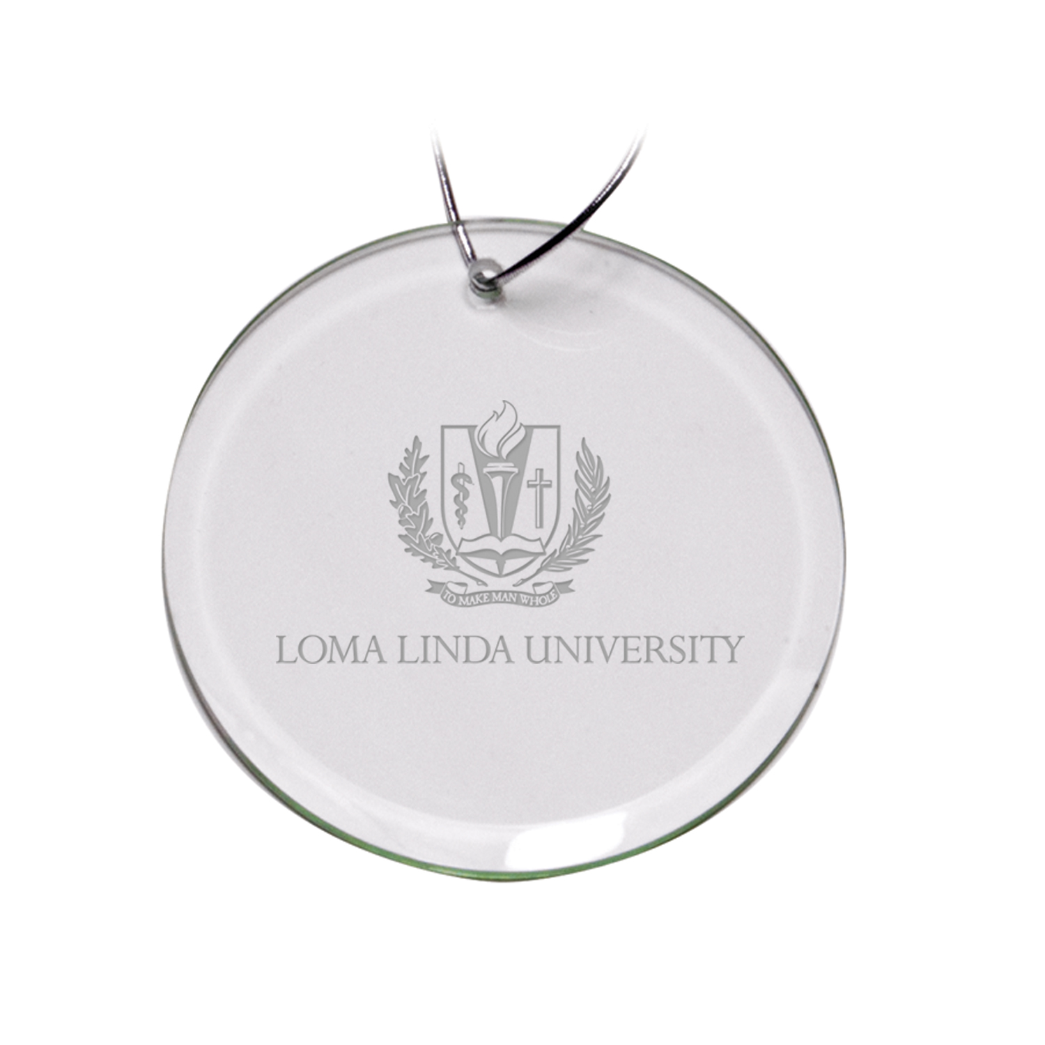 LLU Lions 3'' Round Glass Ornament