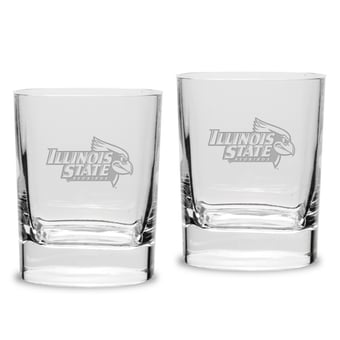 Illinois State Redbirds 11.75oz. Square Double Old Fashioned Glass Set