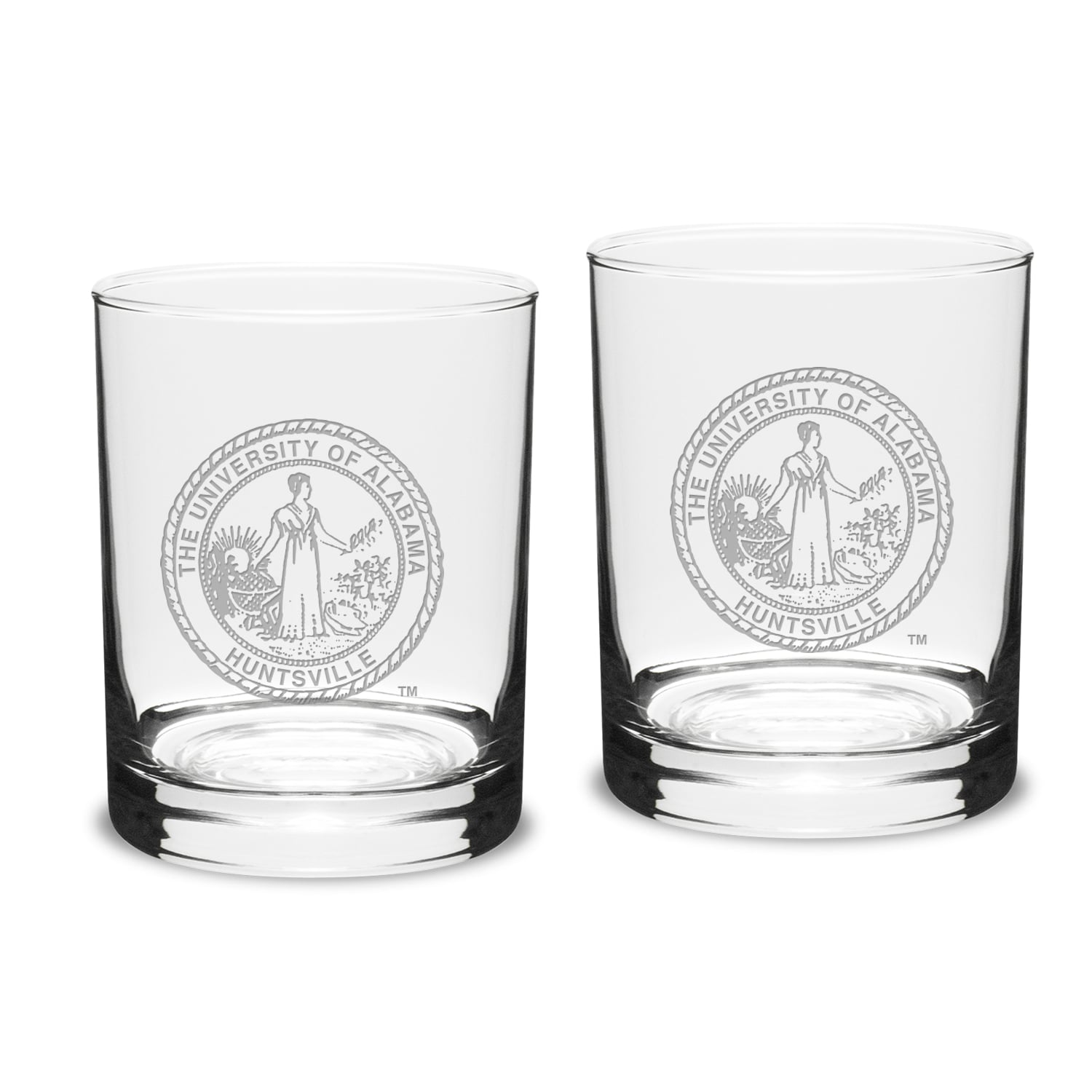 UAH Chargers 14oz. 2-Piece Classic Double Old-Fashioned Glass Set