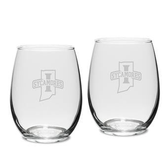 Indiana State Sycamores 15oz. 2-Piece Stemless Wine Glass Set