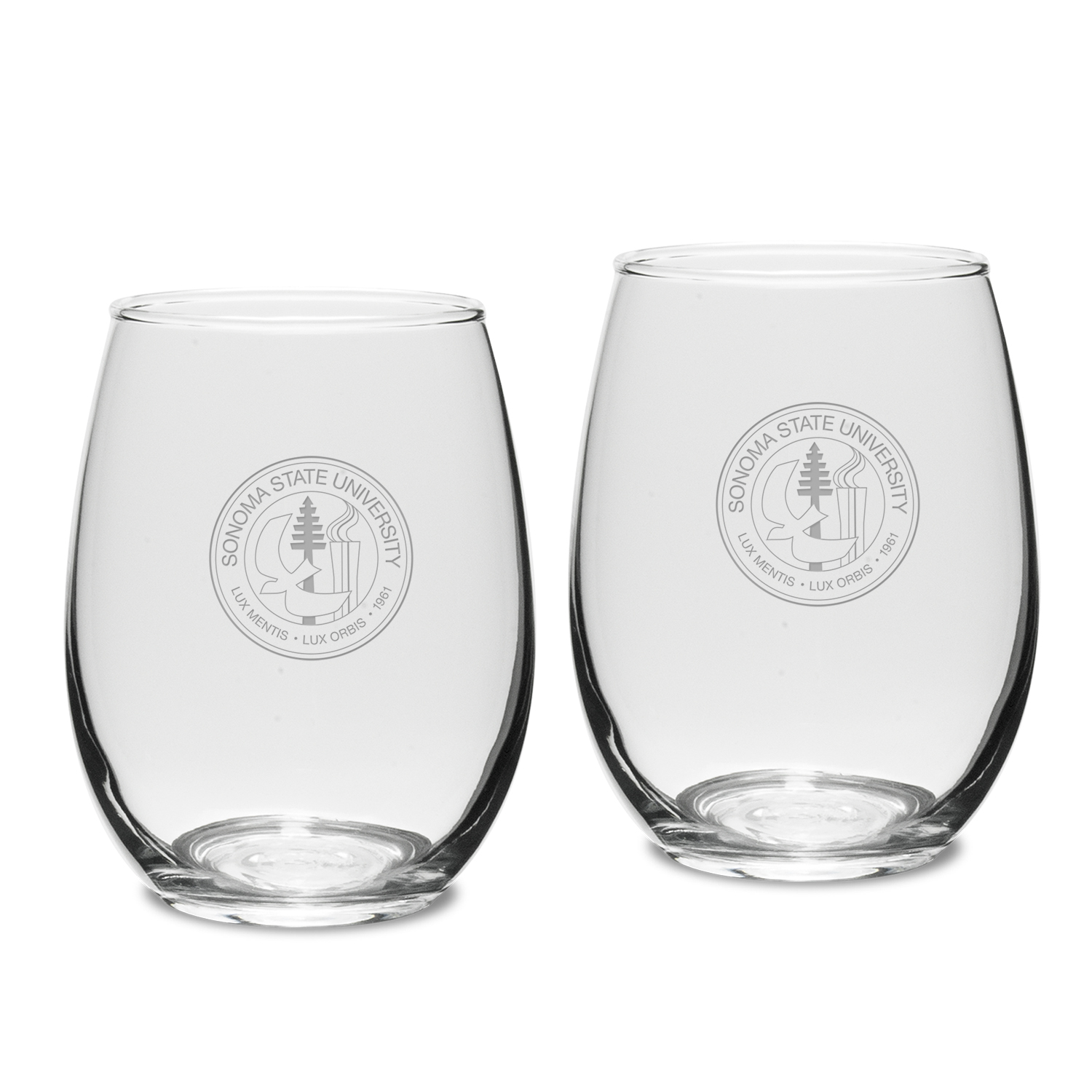 Sonoma State Seawolves 15oz. 2-Piece Stemless Wine Glass Set