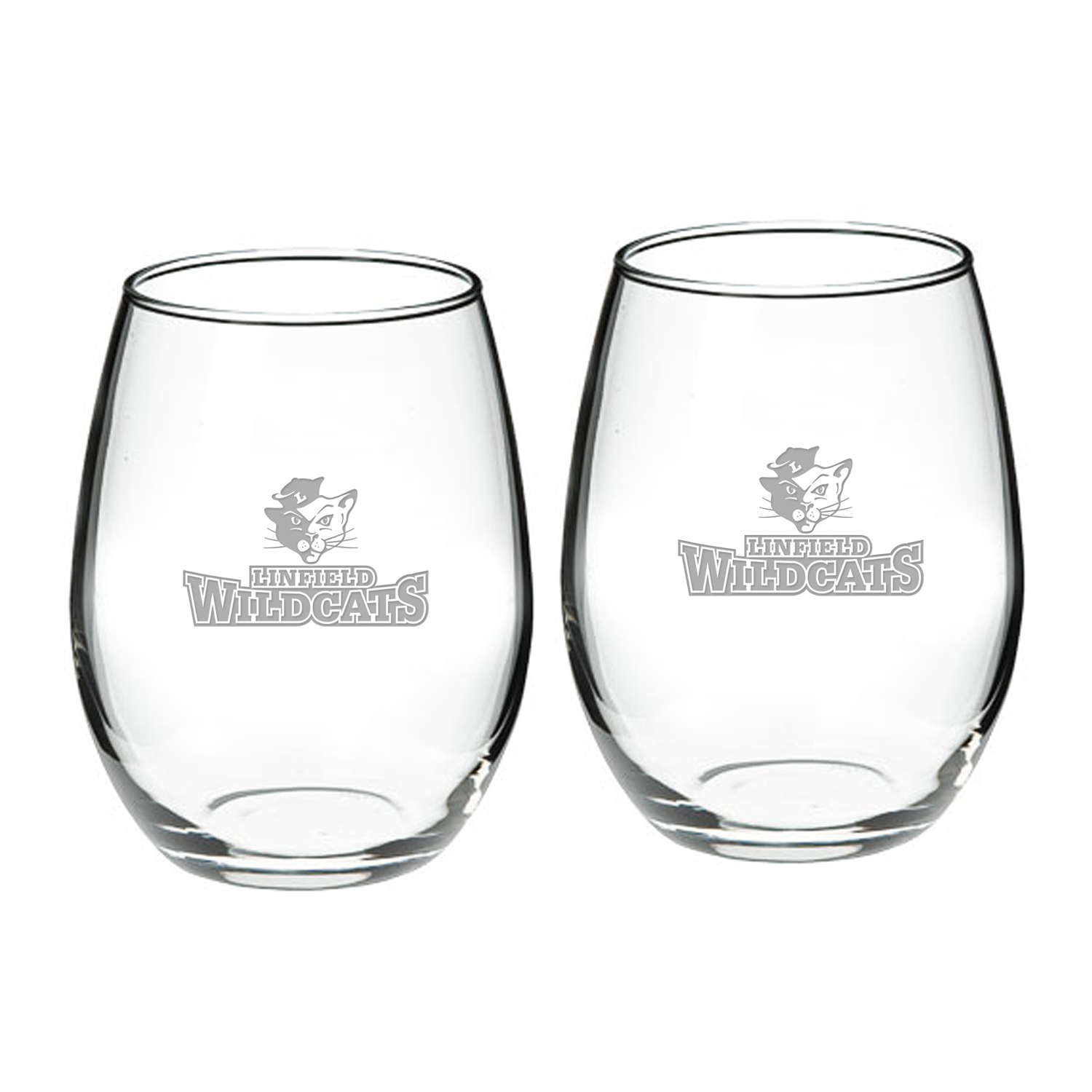 Linfield Wildcats 21oz. 2-Piece Stemless Wine Glass Set