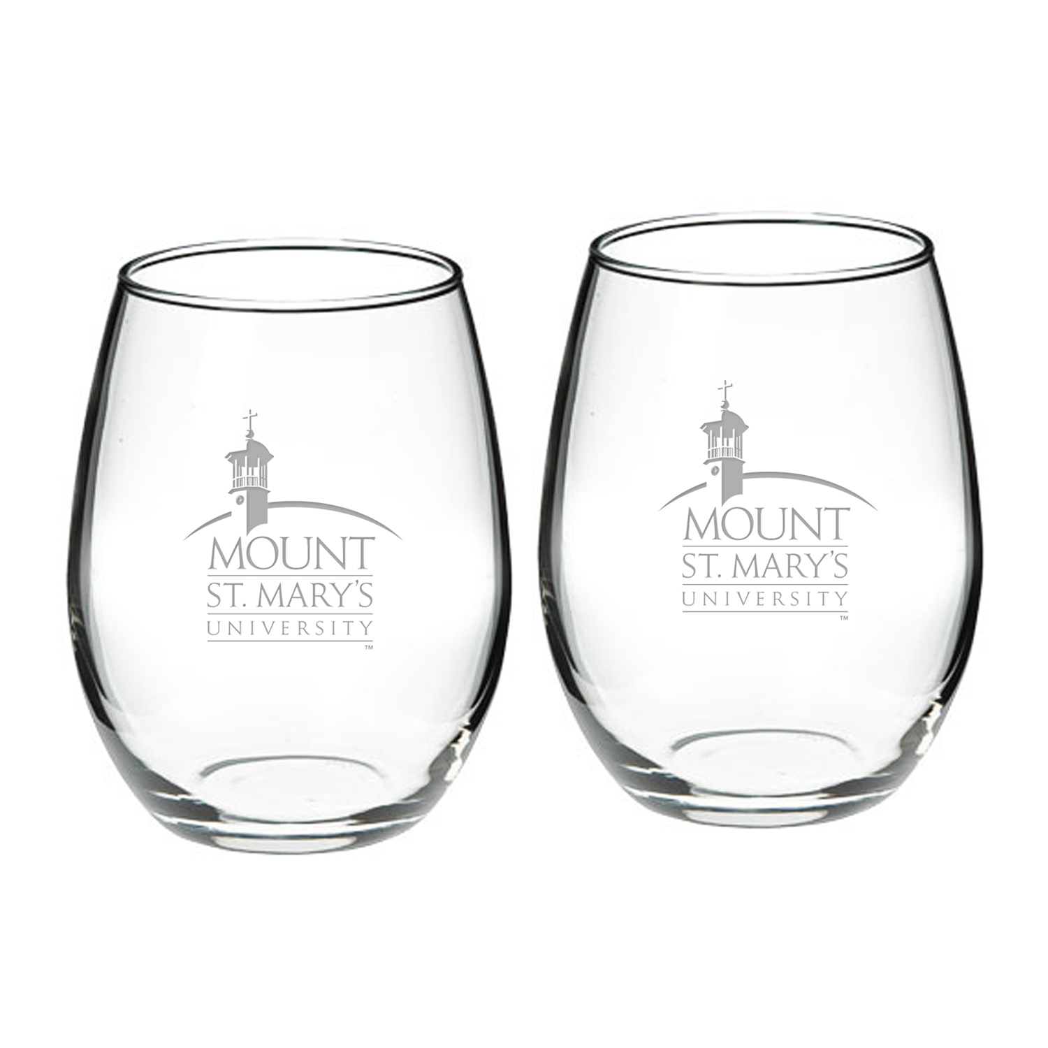 Mount St. Mary's Mountaineers 21oz. 2-Piece Stemless Wine Glass Set
