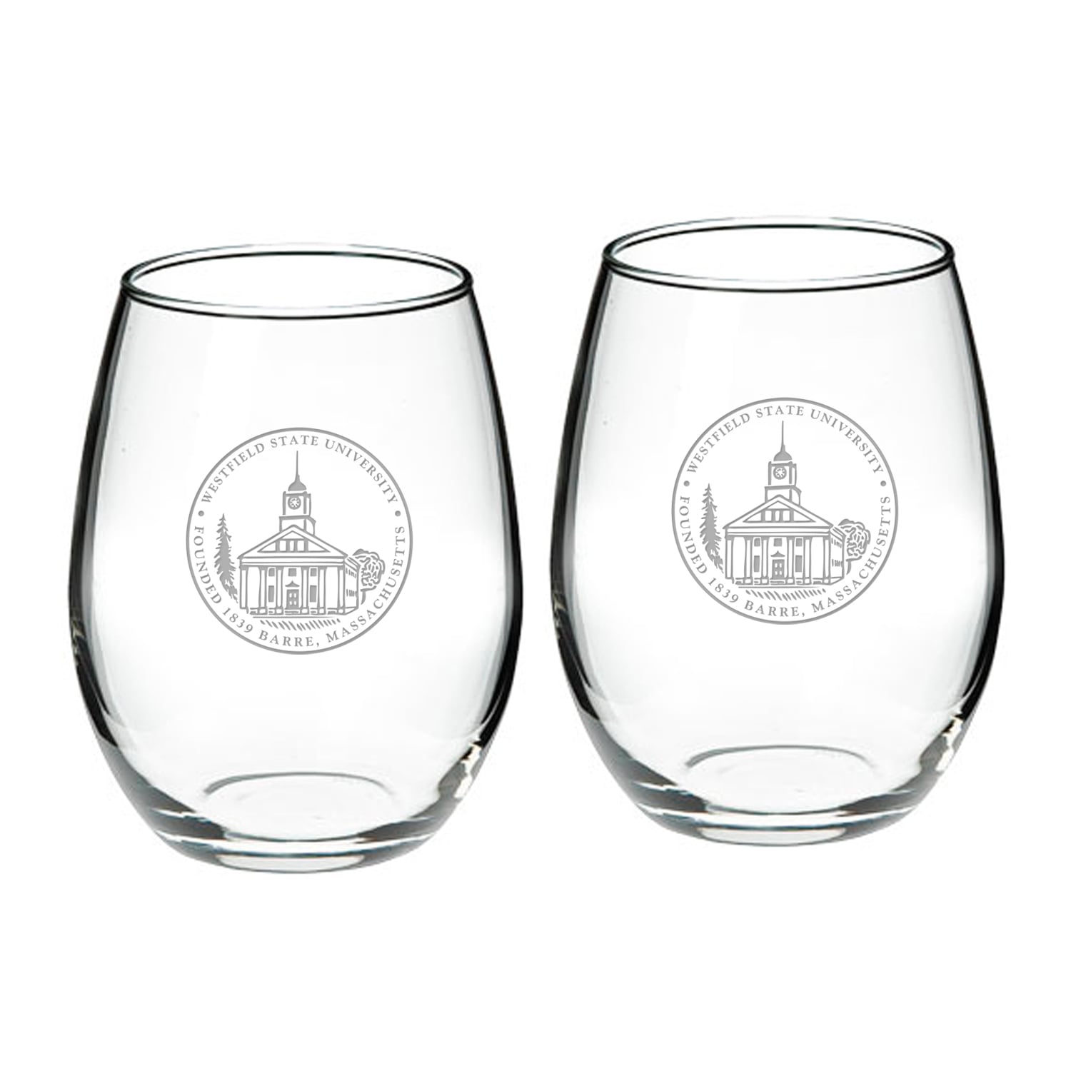Westfield State Owls 21oz. 2-Piece Stemless Wine Glass Set