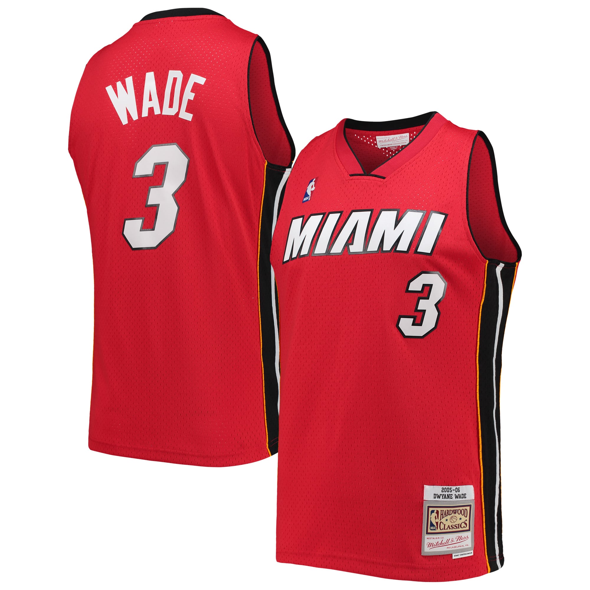 Men's Mitchell & Ness Dwyane Wade Red Miami Heat Hardwood Classics Swingman Jersey