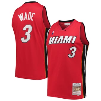 Men's Mitchell & Ness Dwyane Wade Red Miami Heat Hardwood Classics Swingman Jersey