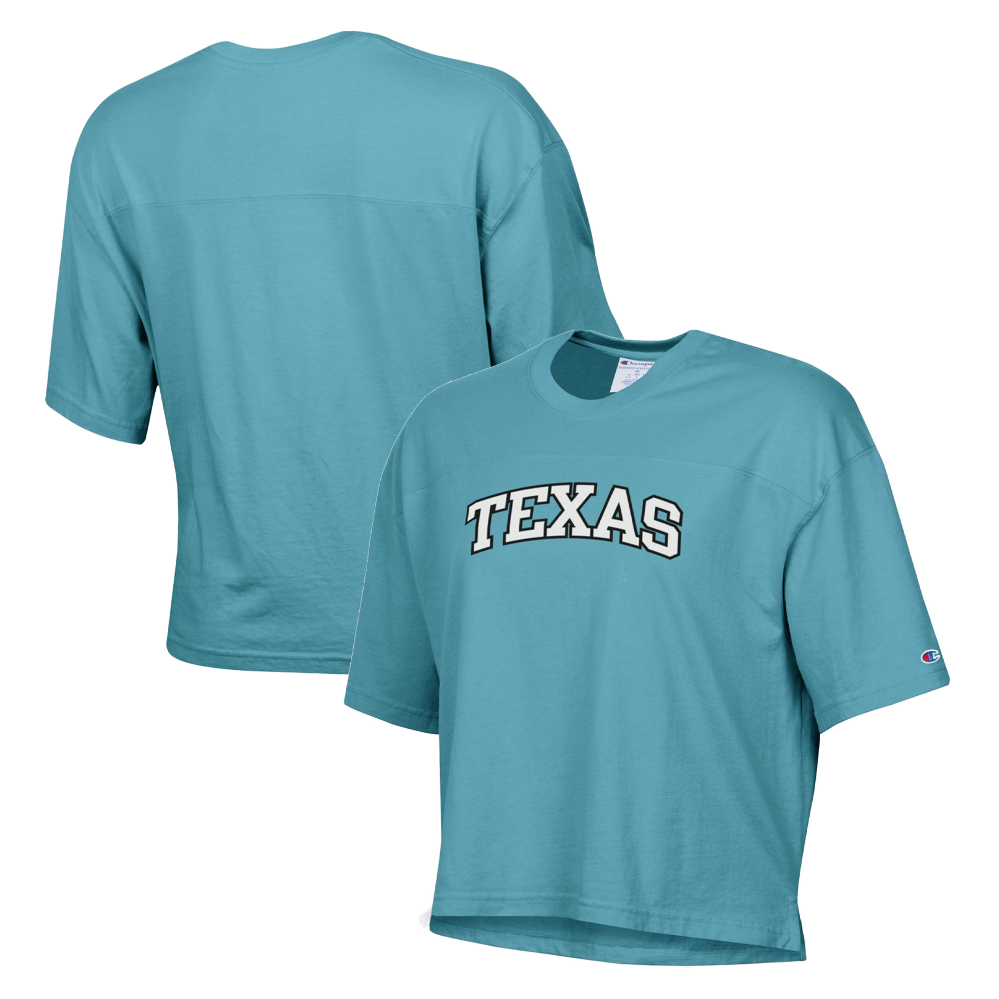 Women's Champion Aqua Texas Longhorns Vintage Wash Boxy Crop T-Shirt, another view