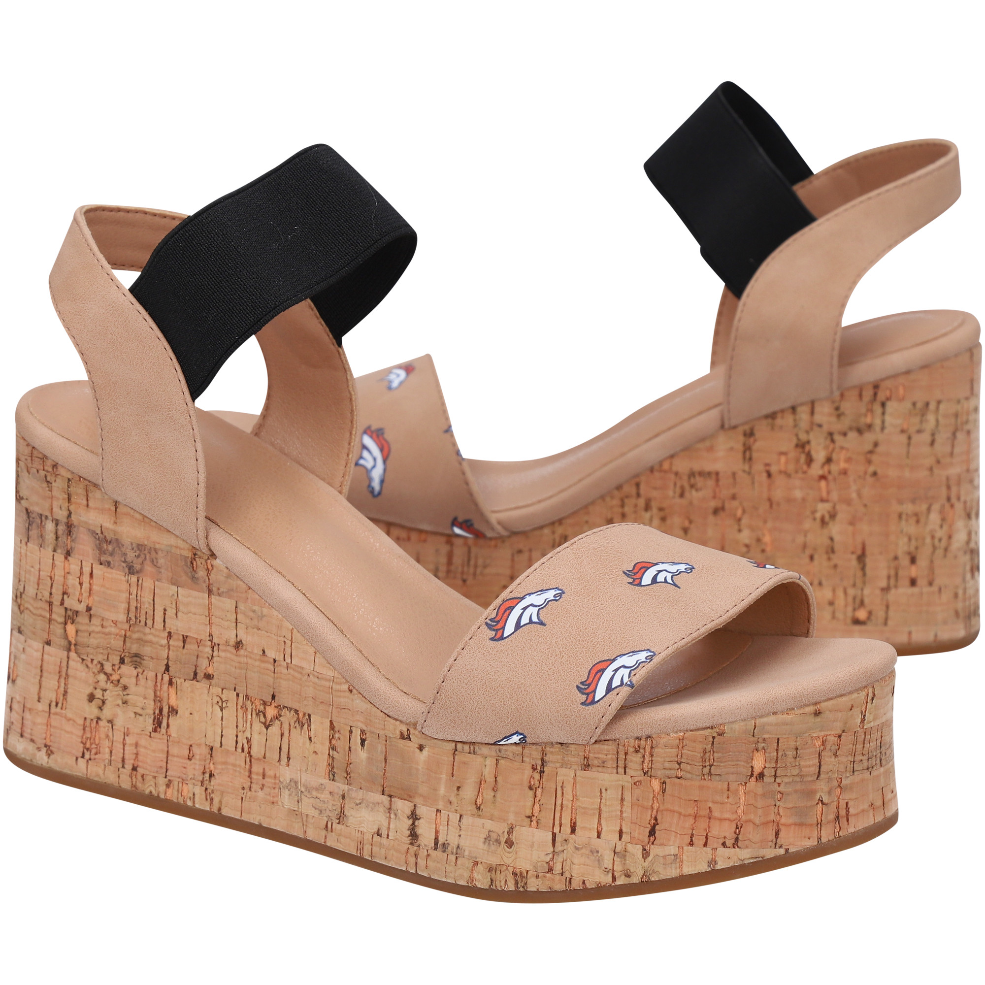 Women's FABGATING by Cuce Tan Denver Broncos Repeat Logo Wedge