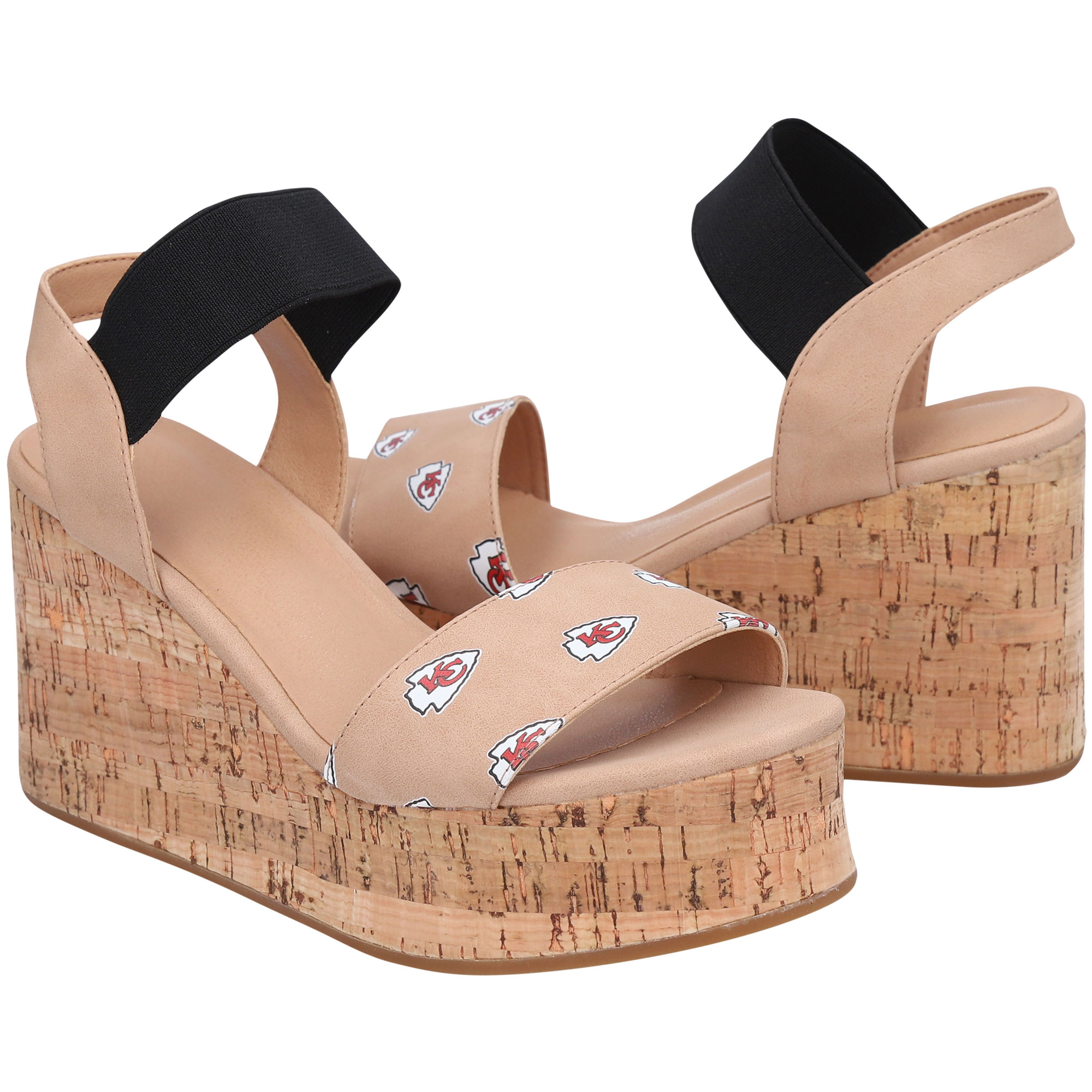 Women's FABGATING by Cuce Tan Kansas City Chiefs Repeat Logo Wedge