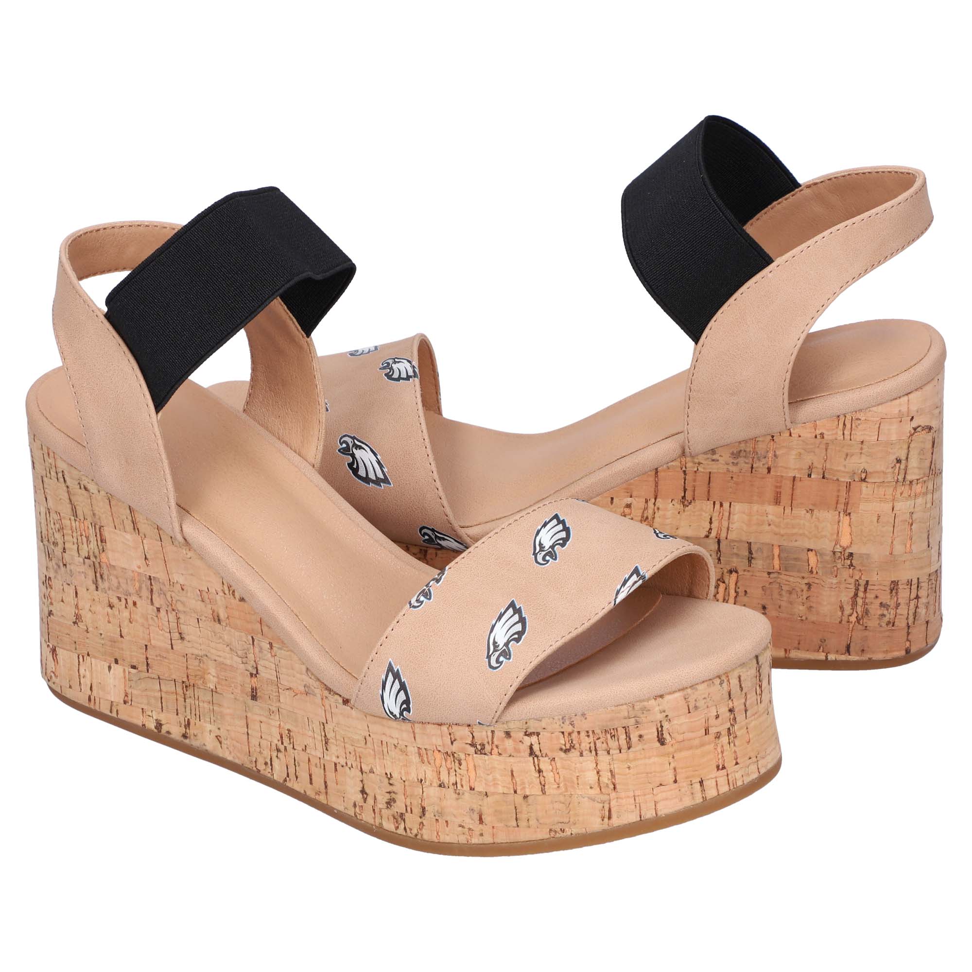 Women's FABGATING by Cuce Tan Philadelphia Eagles Repeat Logo Wedge