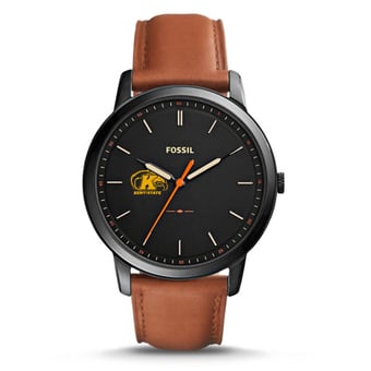 Fossil Kent State Golden Flashes The Minimalist Slim Light Brown Leather Watch