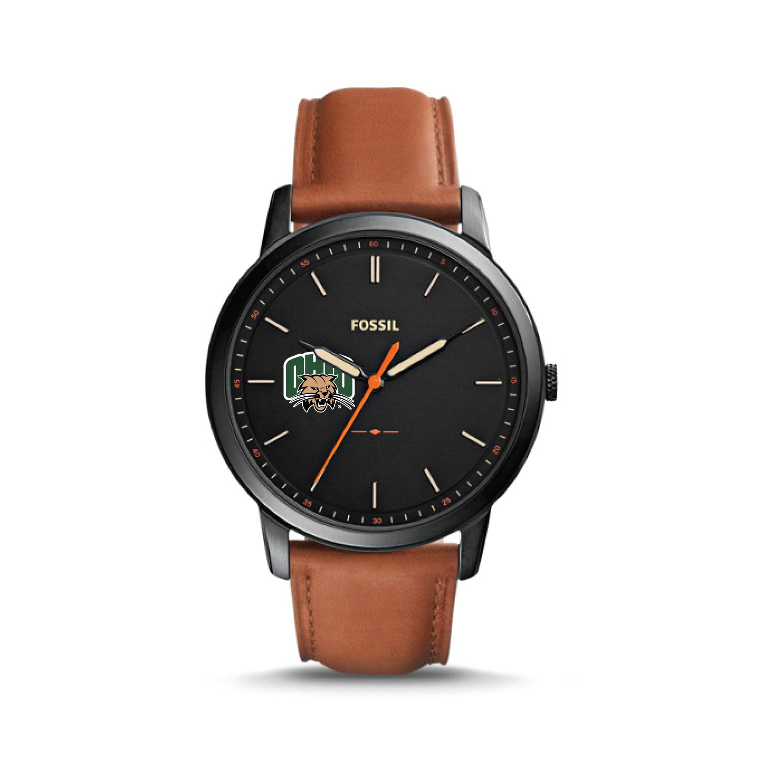 Fossil Ohio Bobcats The Minimalist Slim Light Brown Leather Watch