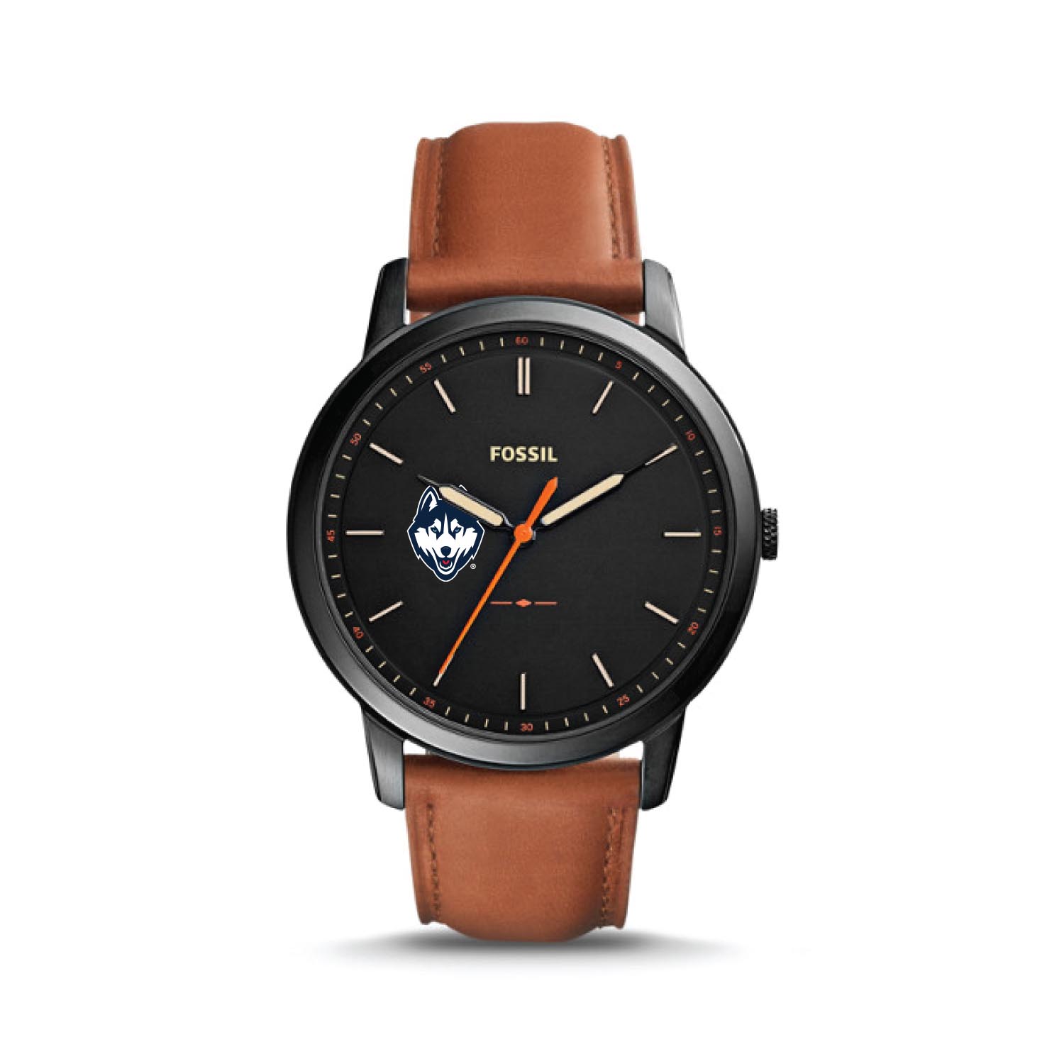 Fossil UConn Huskies The Minimalist Slim Light Brown Leather Watch