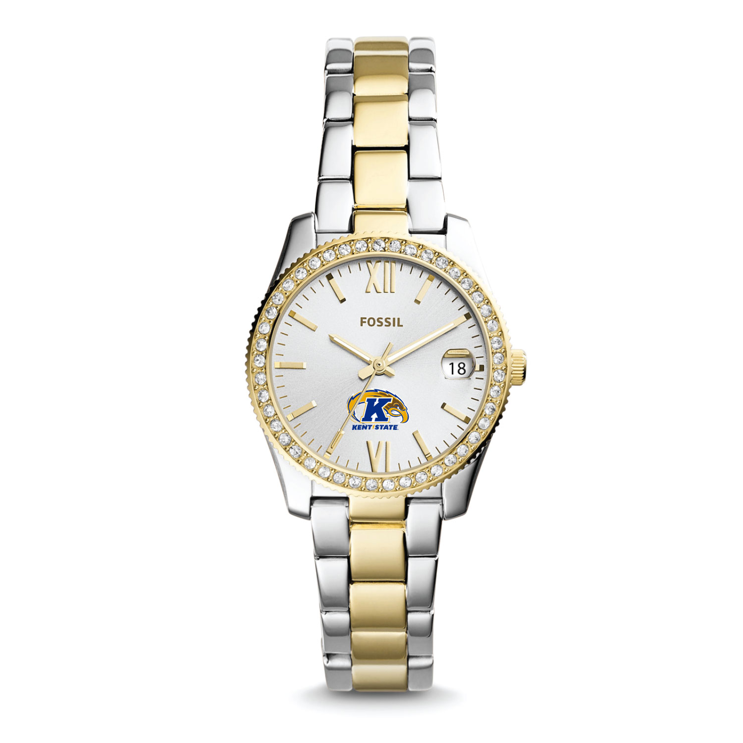 Women's Fossil Kent State Golden Flashes Scarlette Mini Two-Tone Stainless Steel Watch
