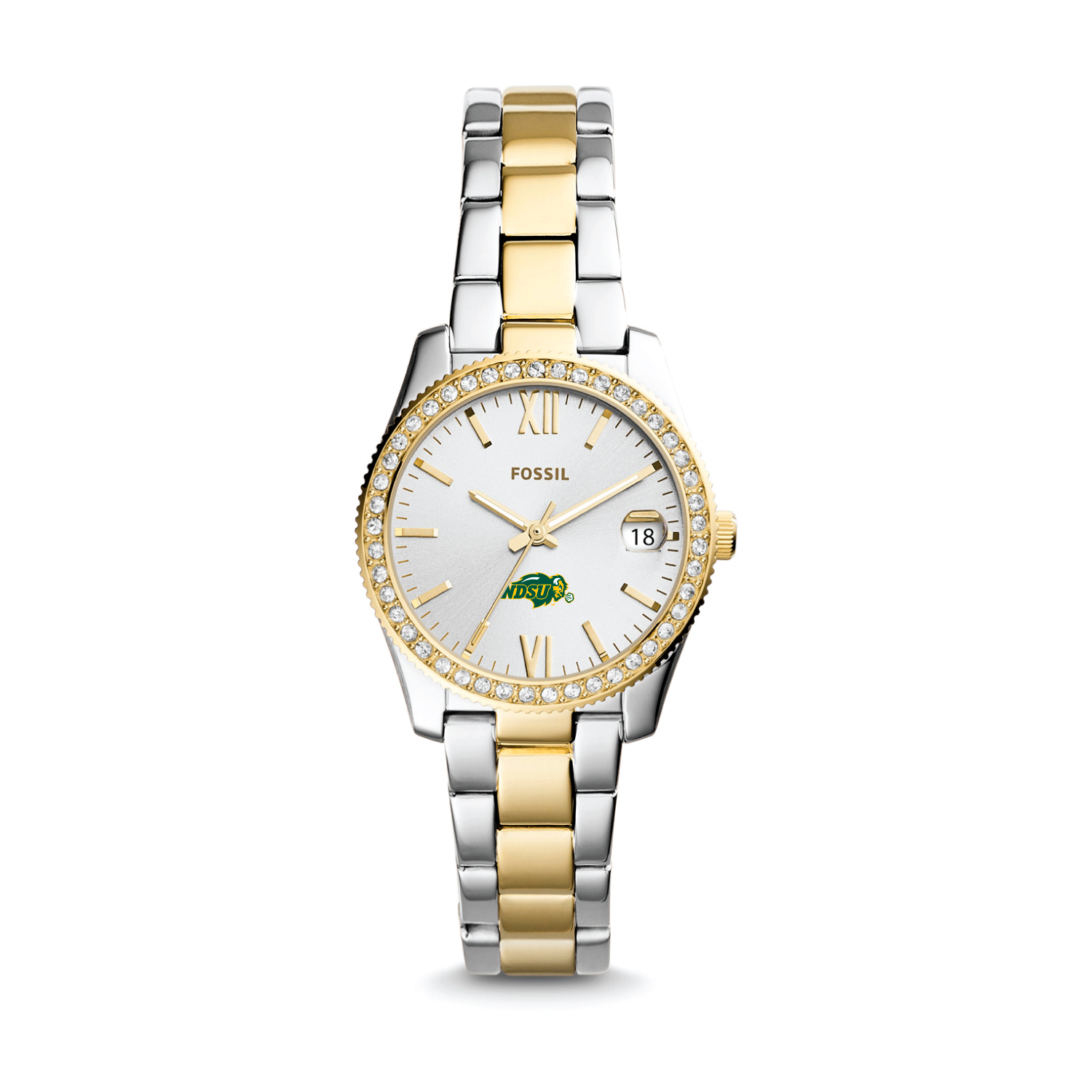 Women's Fossil NDSU Bison Scarlette Mini Two-Tone Stainless Steel Watch