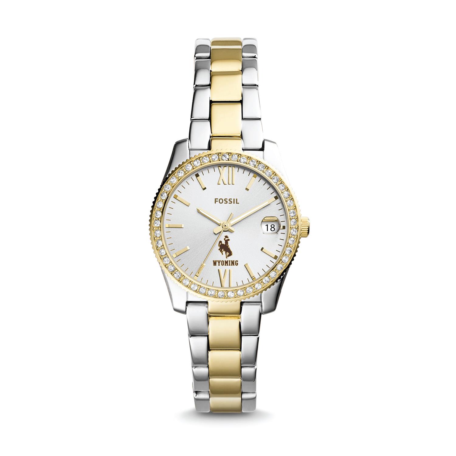 Women's Fossil Wyoming Cowboys Scarlette Mini Two-Tone Stainless Steel Watch