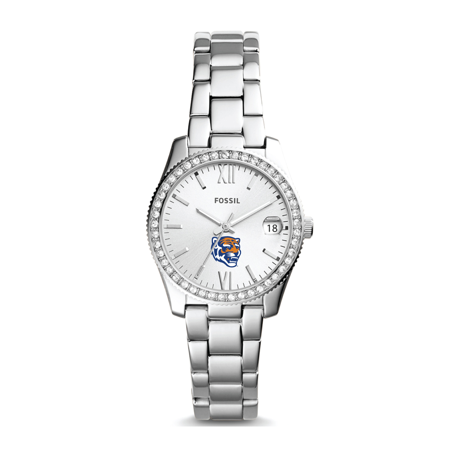 Women's Fossil Silver Memphis Tigers Scarlette Mini Three-Hand Date Watch