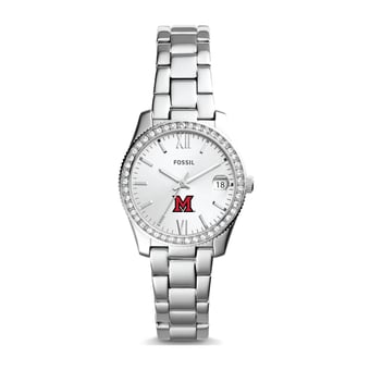 Women's Fossil Silver Miami University RedHawks Scarlette Mini Three-Hand Date Watch