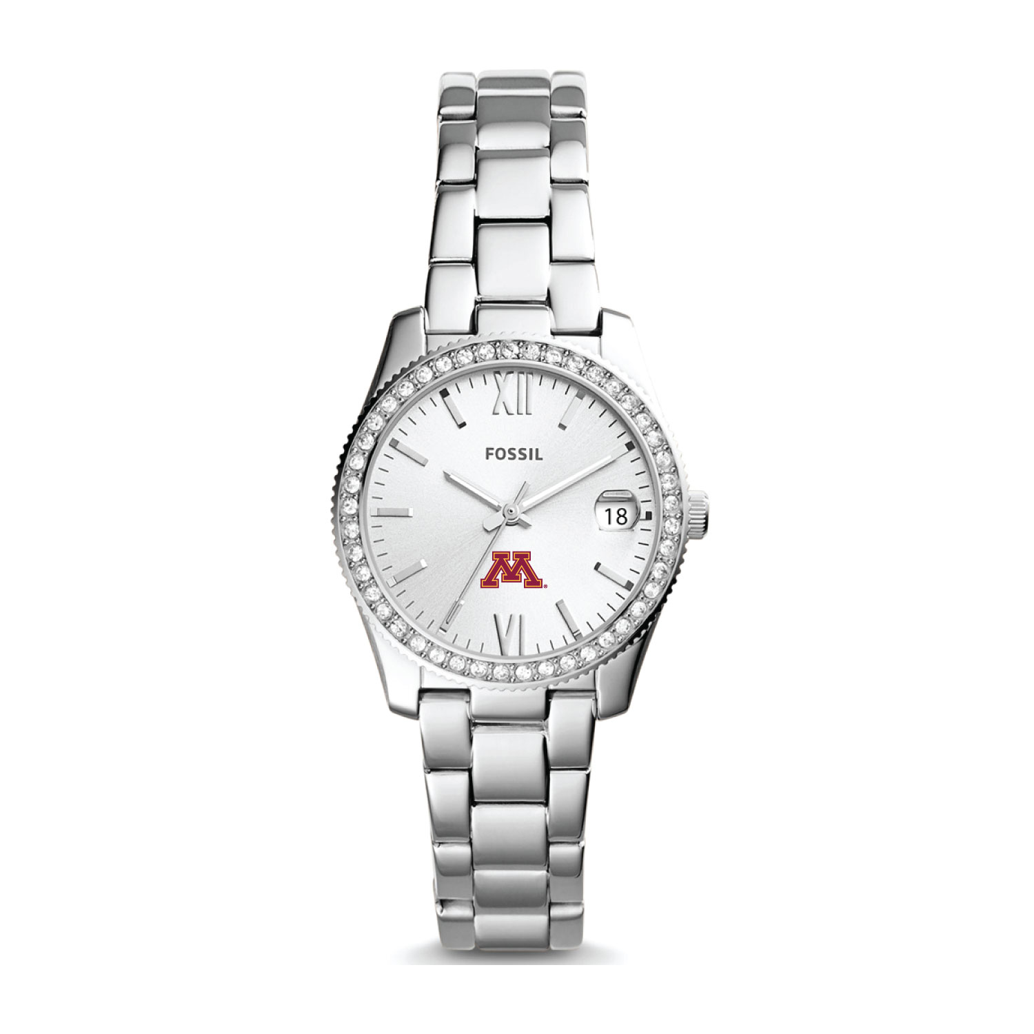 Women's Fossil Silver Minnesota Golden Gophers Scarlette Mini Three-Hand Date Watch