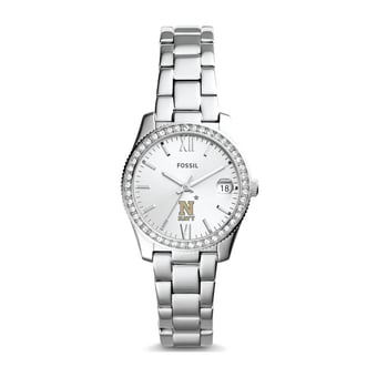 Women's Fossil Silver Navy Midshipmen Scarlette Mini Three-Hand Date Watch