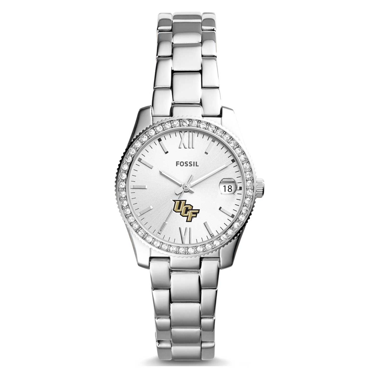 Women's Fossil Silver UCF Knights Scarlette Mini Three-Hand Date Watch