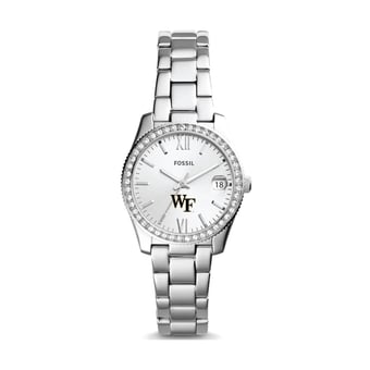 Women's Fossil Silver Wake Forest Demon Deacons Scarlette Mini Three-Hand Date Watch