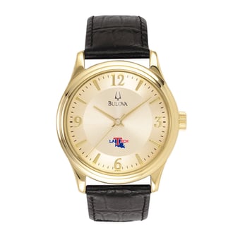 Men's Gold Louisiana Tech Bulldogs Stainless Steel Watch with Leather Band