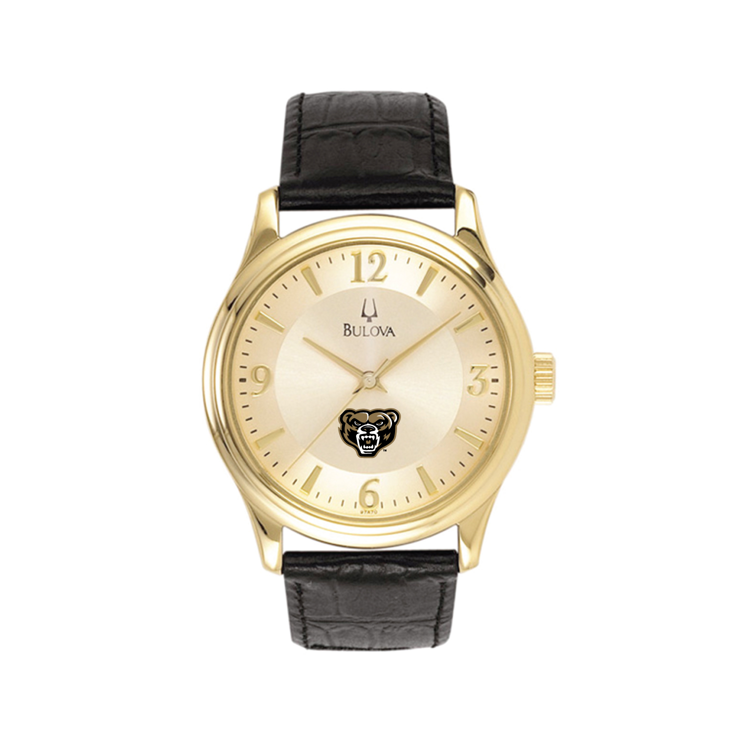 Men's Gold Oakland Golden Grizzlies Stainless Steel Watch with Leather Band