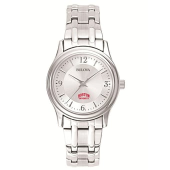 Women's Bulova Silver Boston University Stainless Steel Quartz Watch