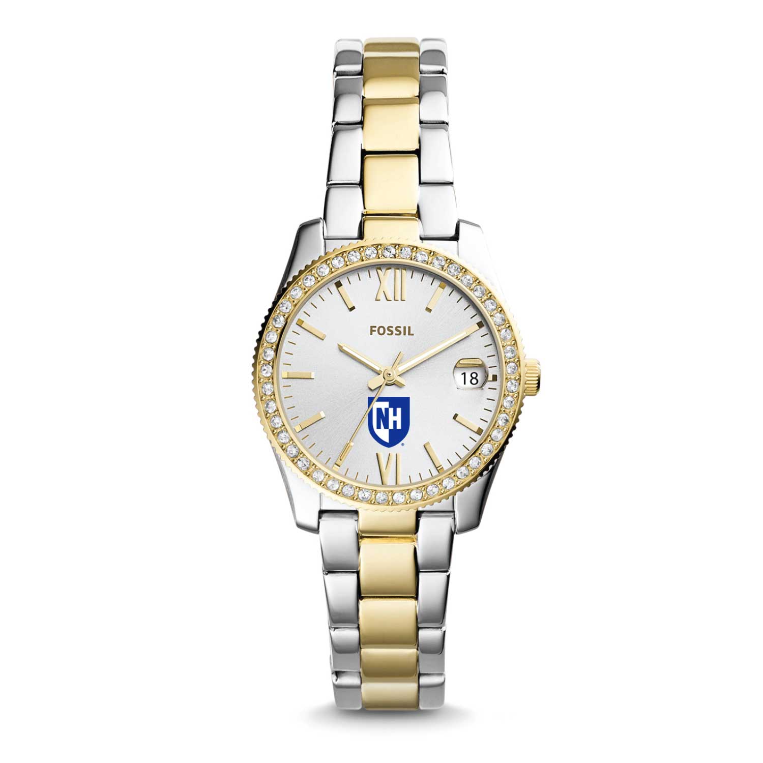 Women's Fossil New Hampshire Wildcats Scarlette Mini Two-Tone Stainless Steel Watch