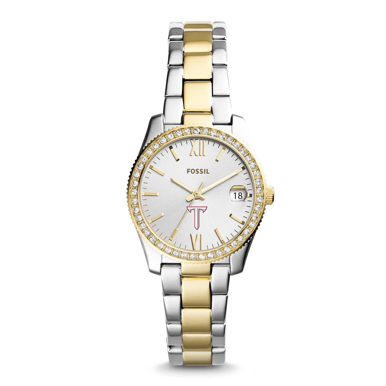 Women's Fossil Troy University Trojans Scarlette Mini Two-Tone Stainless Steel Watch