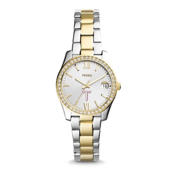 Women's Fossil Troy University Trojans Scarlette Mini Two-Tone Stainless Steel Watch