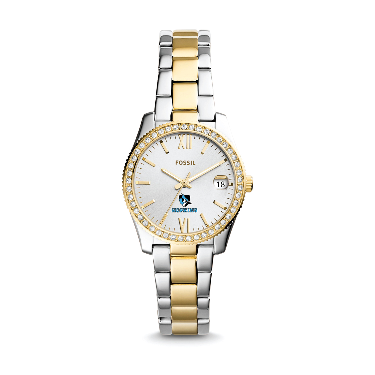 Women's Fossil Johns Hopkins Blue Jays Scarlette Mini Two-Tone Stainless Steel Watch