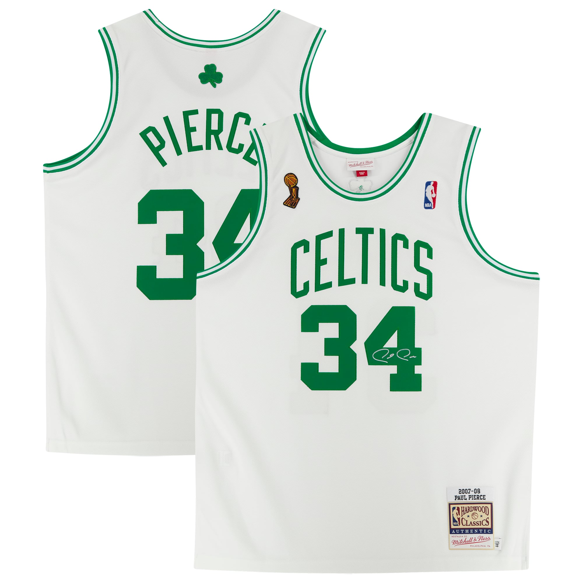 Paul Pierce White Boston Celtics Autographed 2007-08 Mitchell & Ness Authentic Jersey - Signature on Front