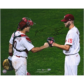 J.T. Realmuto & Zack Wheeler Philadelphia Phillies Autographed 16" x 20" Fist Bump Photograph