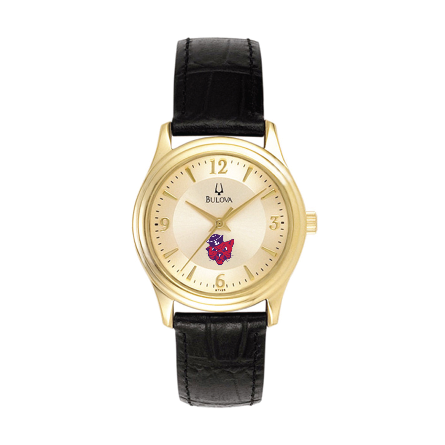 Women's Bulova Gold/Black Linfield Wildcats Stainless Steel Watch with Leather Band