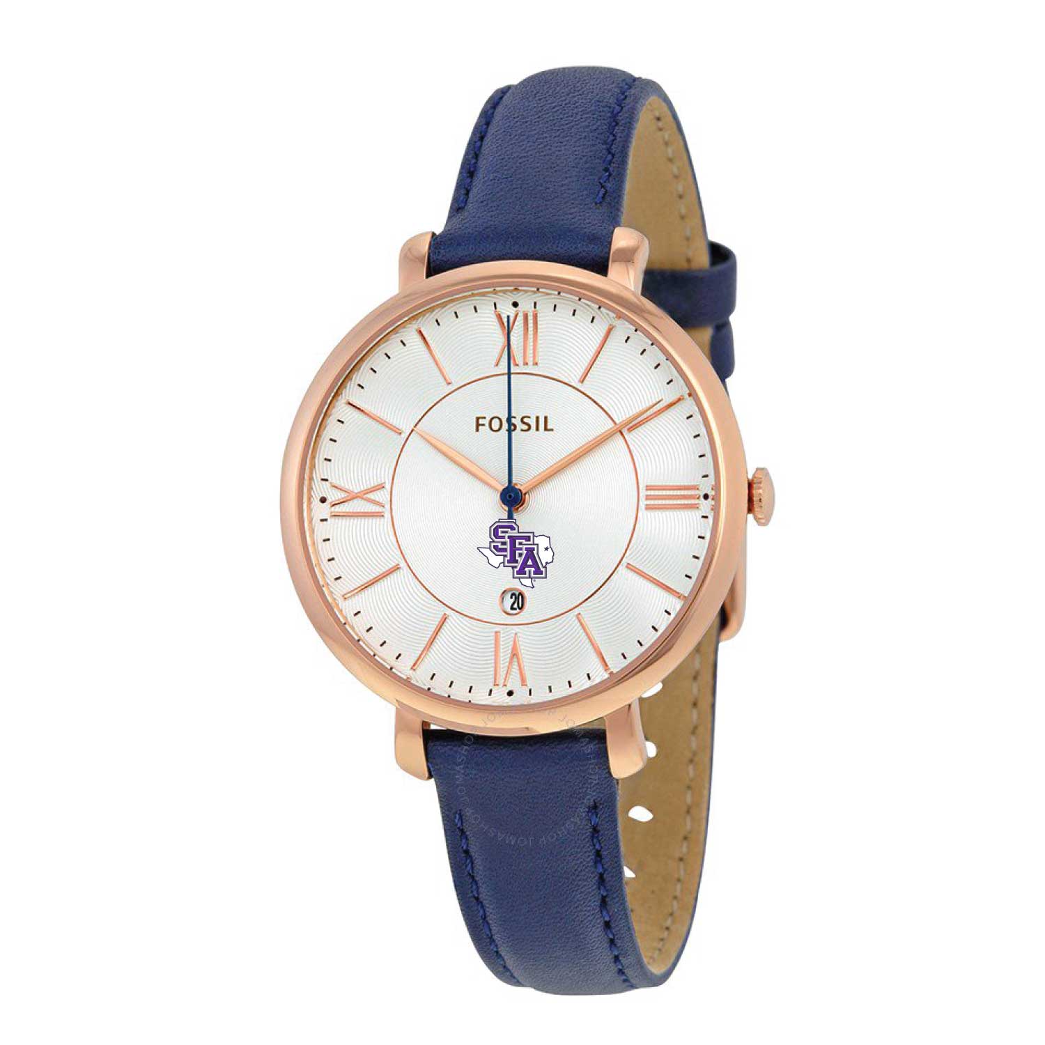 Women's Fossil Navy Stephen F Austin Lumberjacks Jacqueline Leather Watch