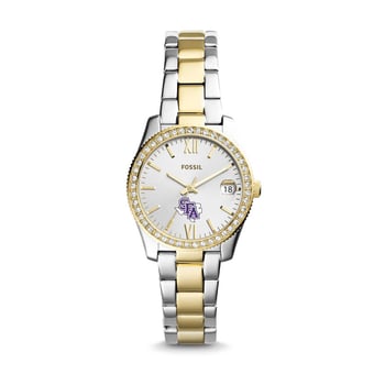 Women's Fossil Silver/Gold Stephen F Austin Lumberjacks Scarlette Mini Two-Tone Stainless Steel Watch