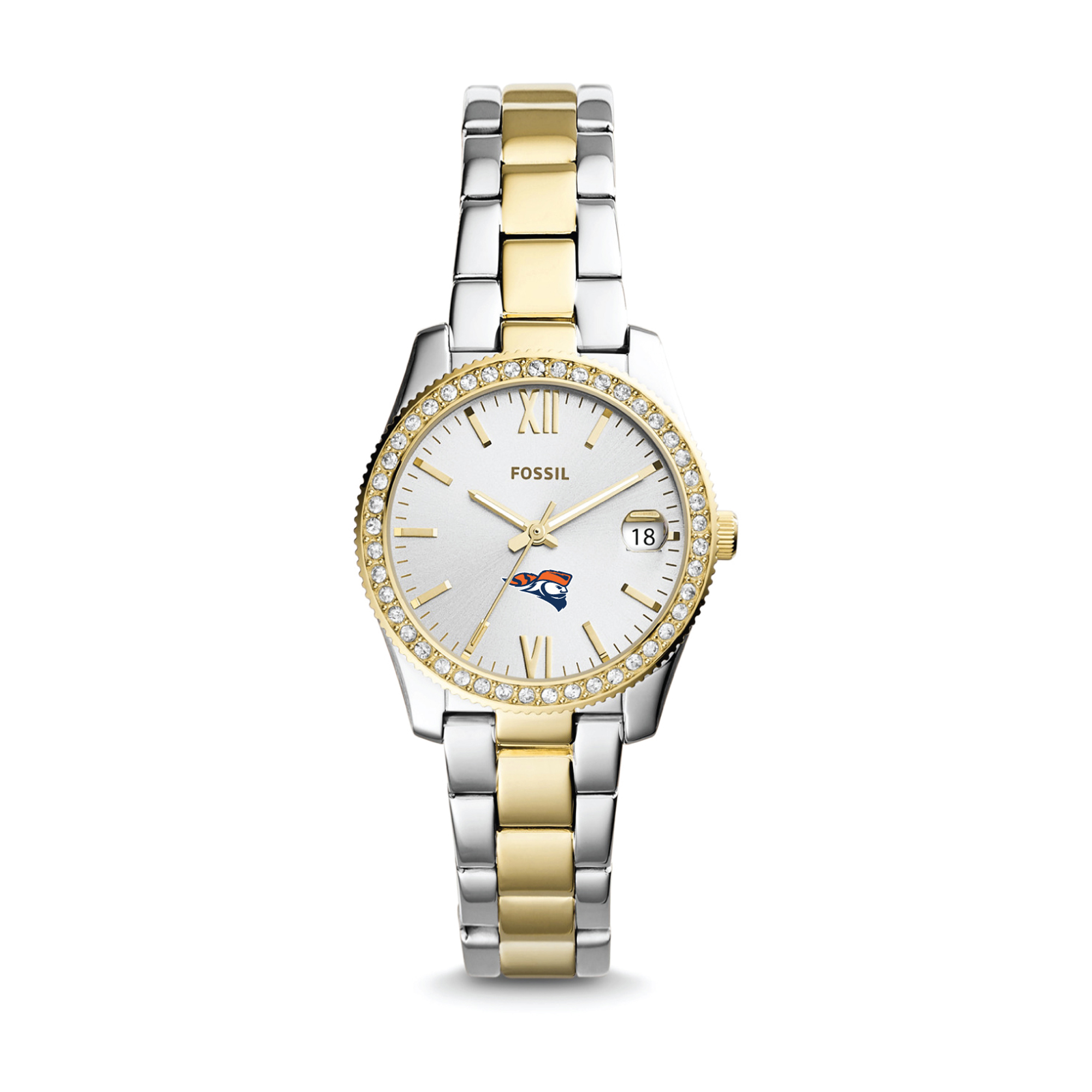 Women's Fossil Silver/Gold Carroll University Pioneers Scarlette Mini Two-Tone Stainless Steel Watch