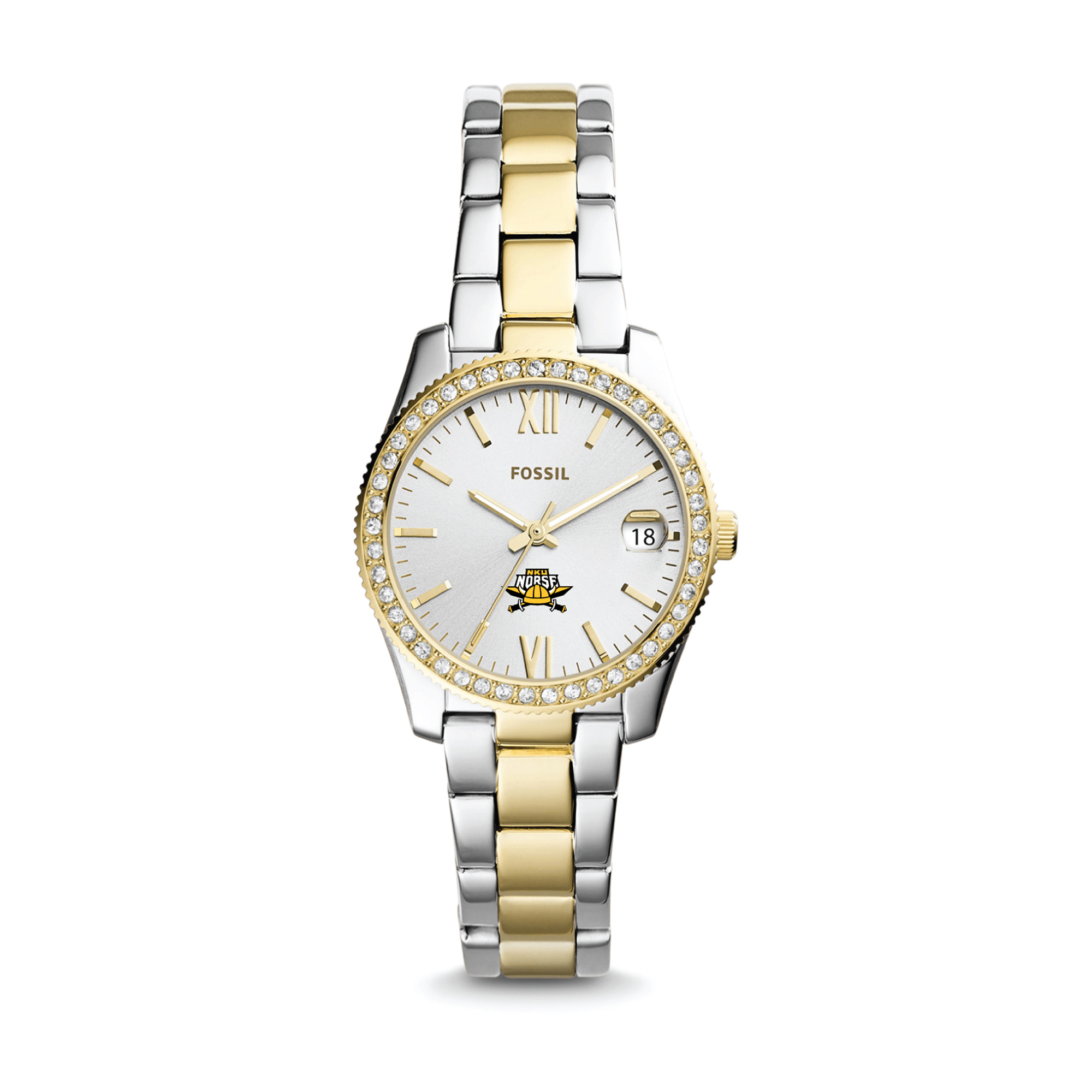 Women's Fossil Silver/Gold Northern Kentucky University Norse Scarlette Mini Two-Tone Stainless Steel Watch