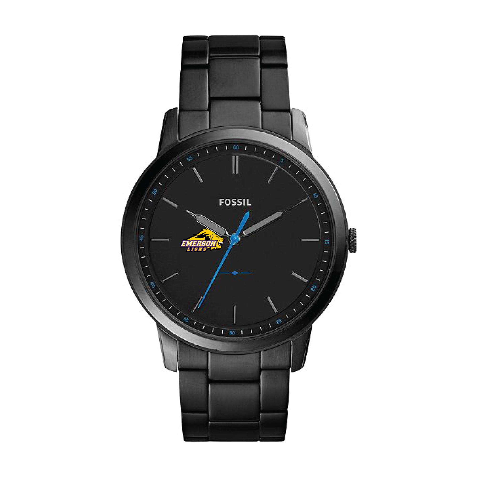 Fossil Black Emerson College Lions The Minimalist Slim Stainless Steel Watch