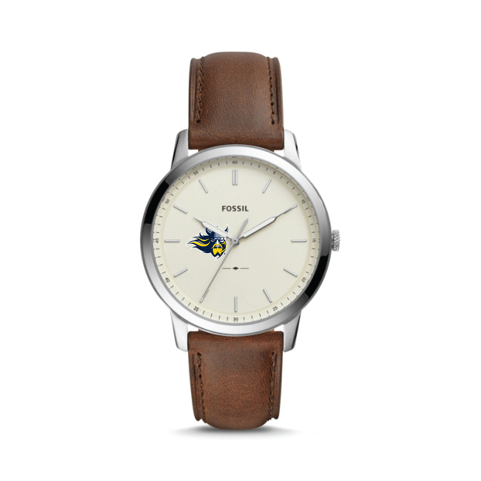 Fossil Augustana Vikings The Minimalist Brown Leather Watch