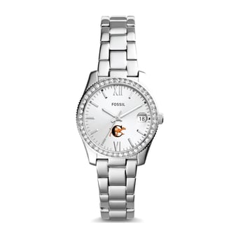 Women's Fossil Silver Campbell Fighting Camels Scarlette Mini Three-Hand Date Watch
