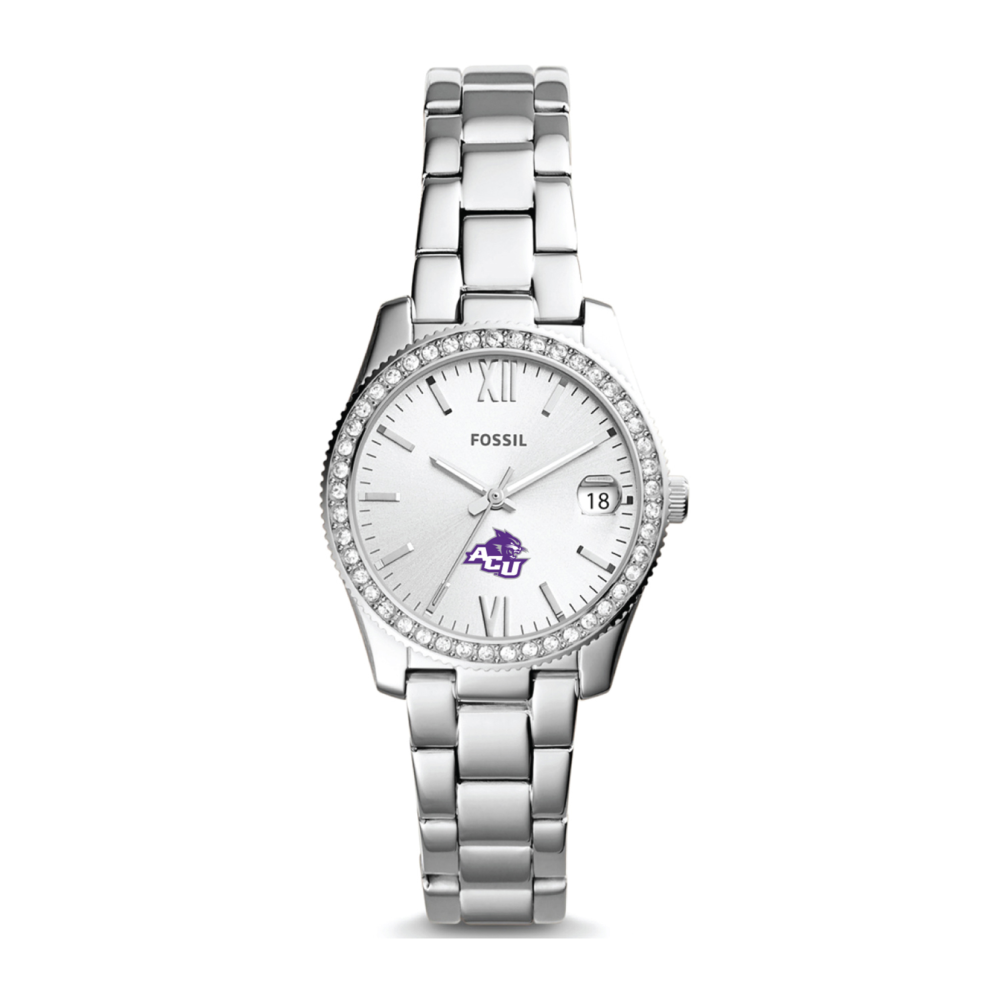 Women's Fossil Silver Abilene Christian University Wildcats Scarlette Mini Three-Hand Date Watch