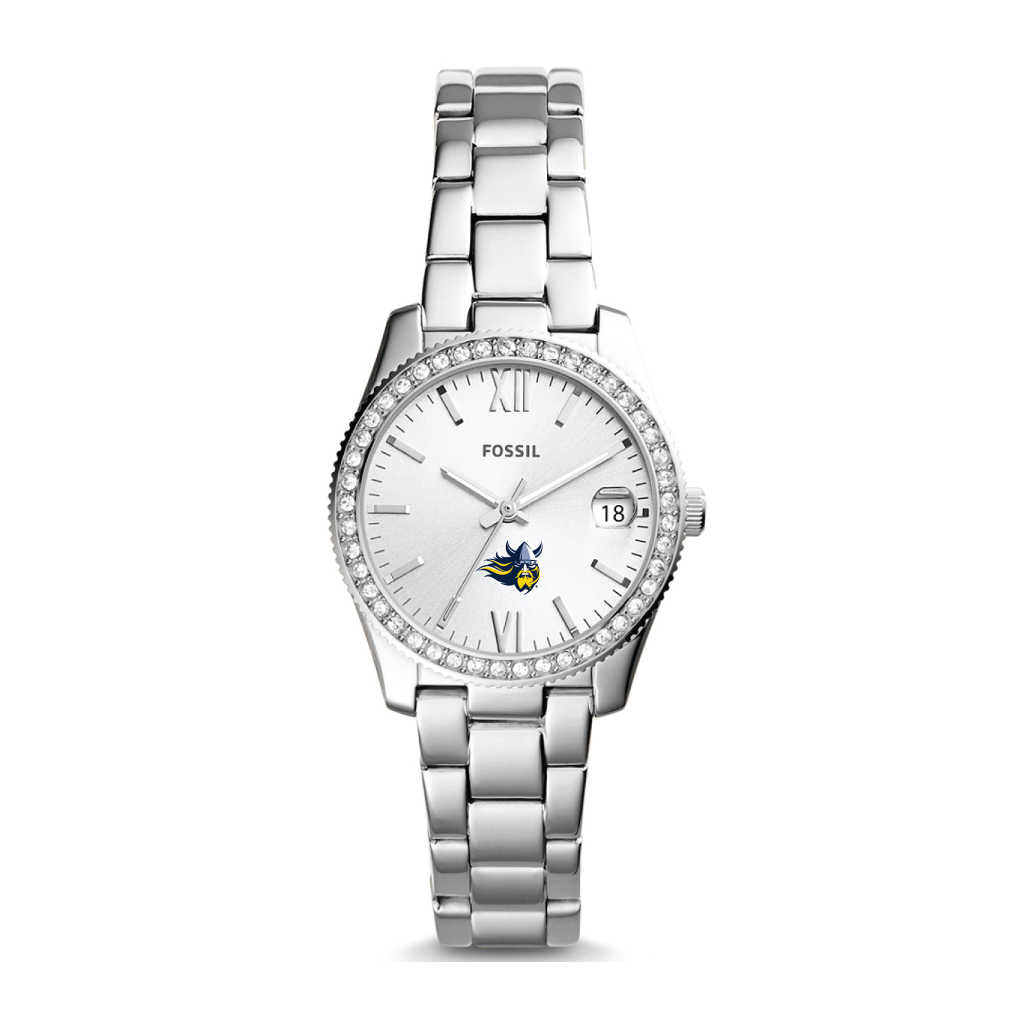Women's Fossil Silver Augustana Vikings Scarlette Mini Three-Hand Date Watch