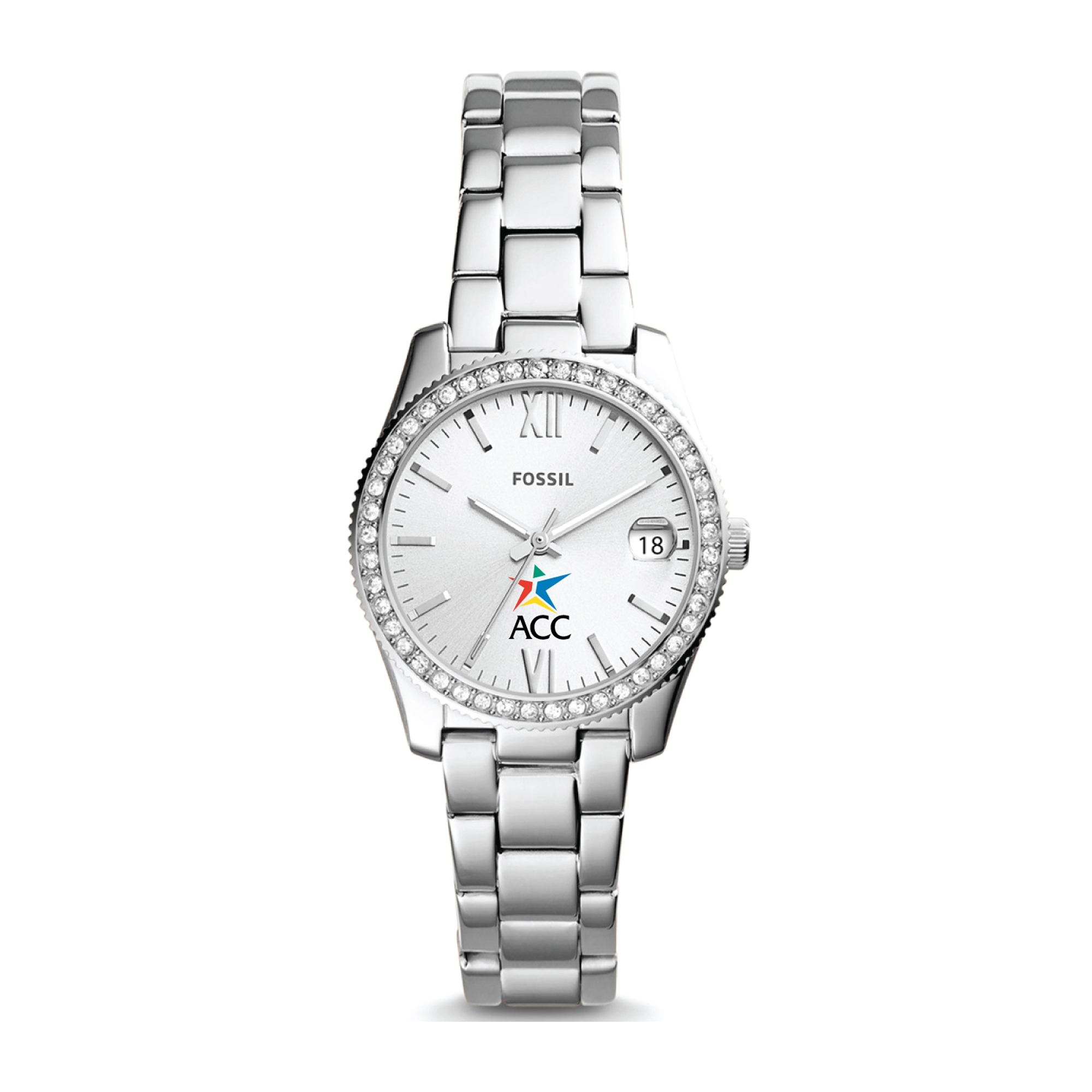 Women's Fossil Silver Austin Community College Scarlette Mini Three-Hand Date Watch